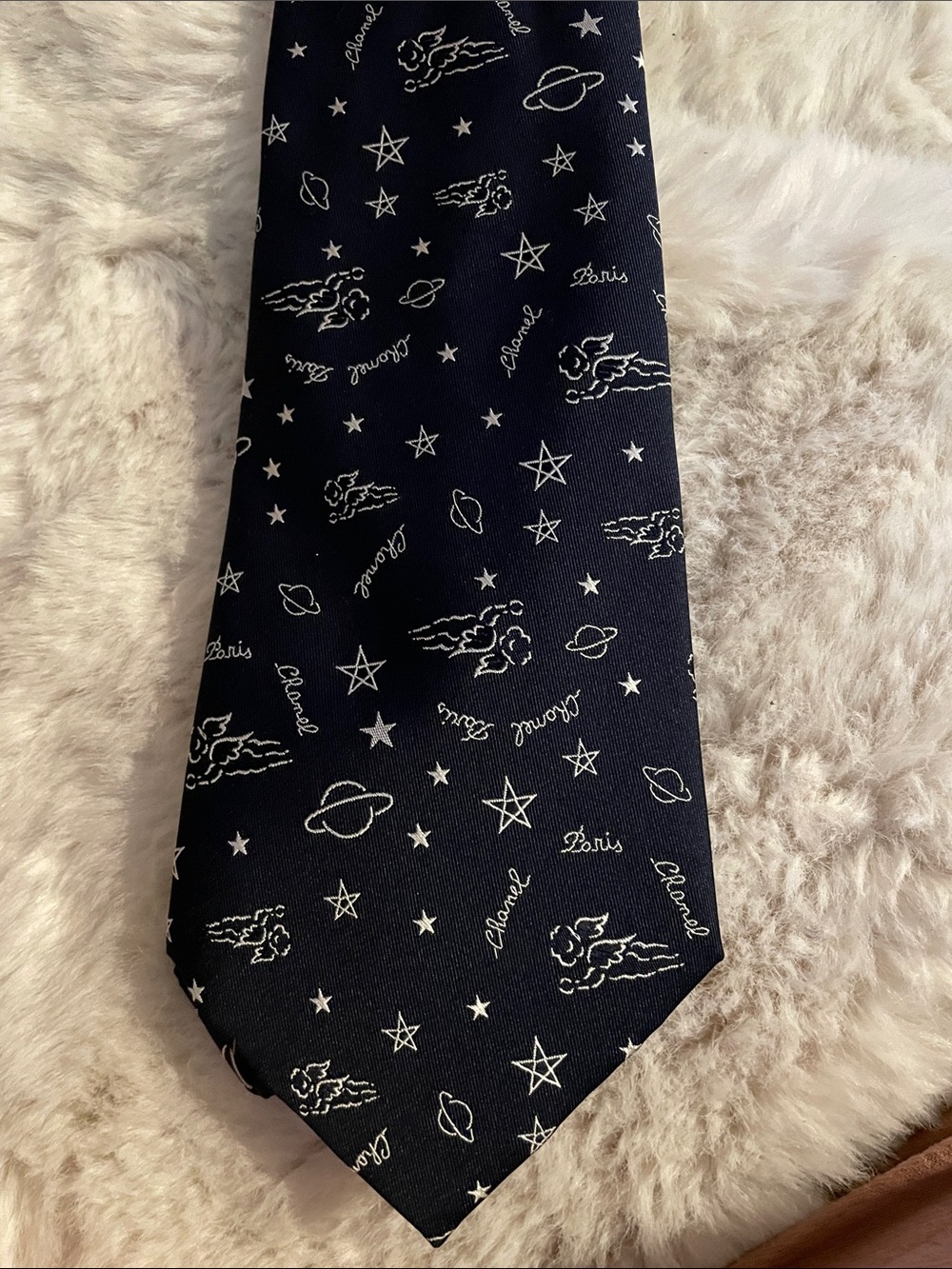 VINTAGE CHANEL Celestial Novelty Silk Necktie